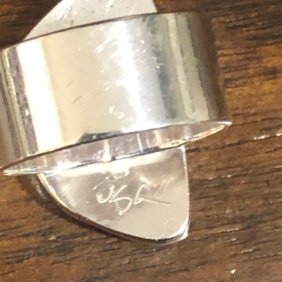 Vintage Malachite Cabochon Sterling Silver Cocktail Ring Sz 6-1/2 - Picture 9 of 11